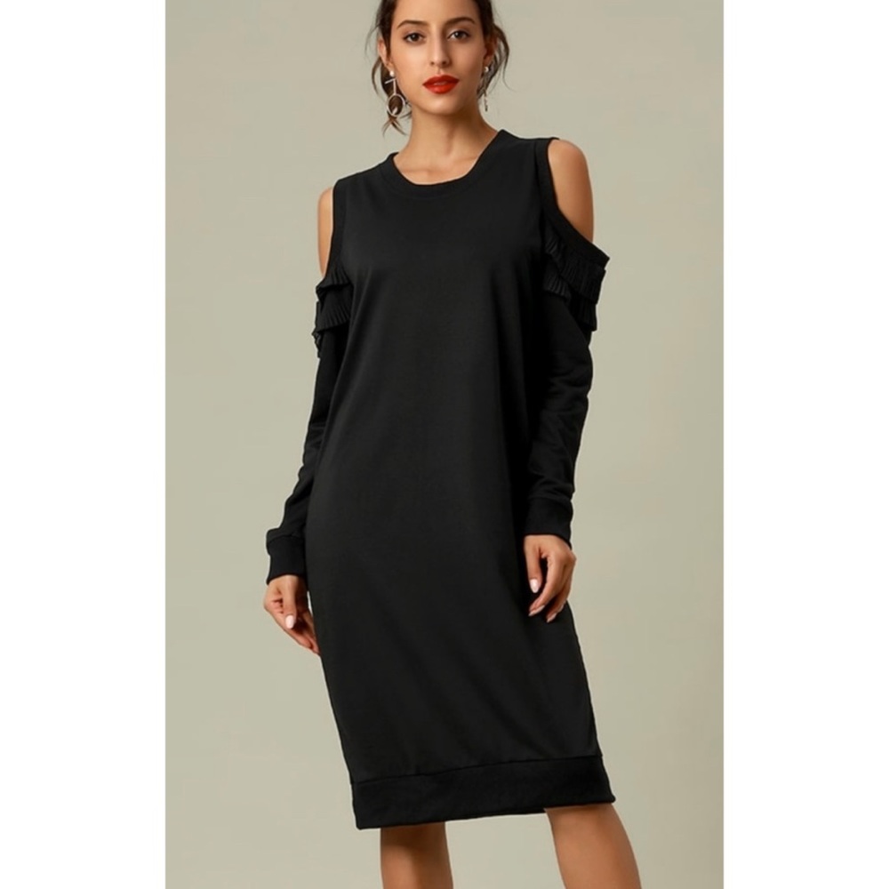 Ruffle Sleeve Sweatshirt Dress